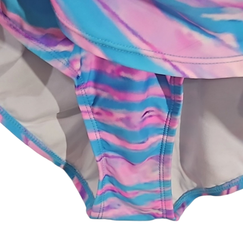 meet.curve Pink and Blue Striped One-Piece Swimsuit with a Sarong Front … - Picture 4 of 15